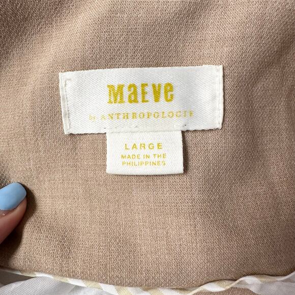 Anthropologie Maeve The Bennet Twofer Blazer Striped Shirttail Hem Jacket Tan - Picture 15 of 16